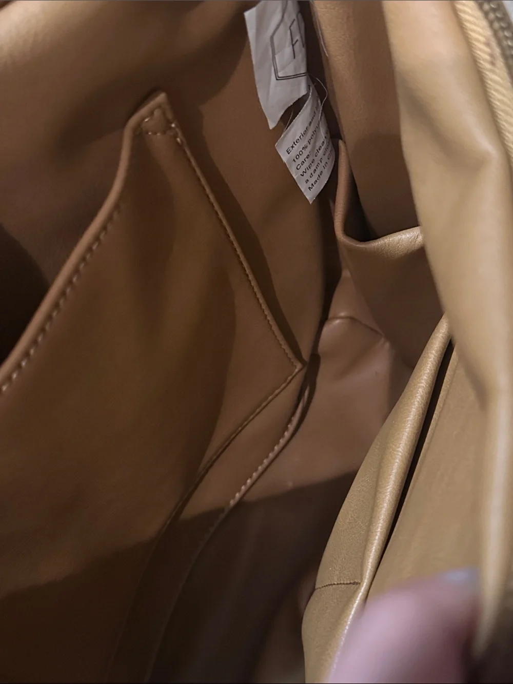 Fawn Design Tan Leatherette women's Sling Backpack